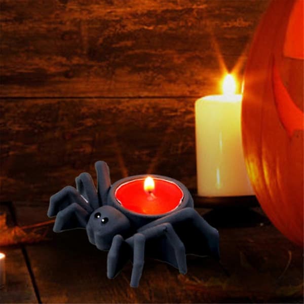 4 st spindelljusstake harts silikonform Halloween spindelljusfäste betong cement gipsform