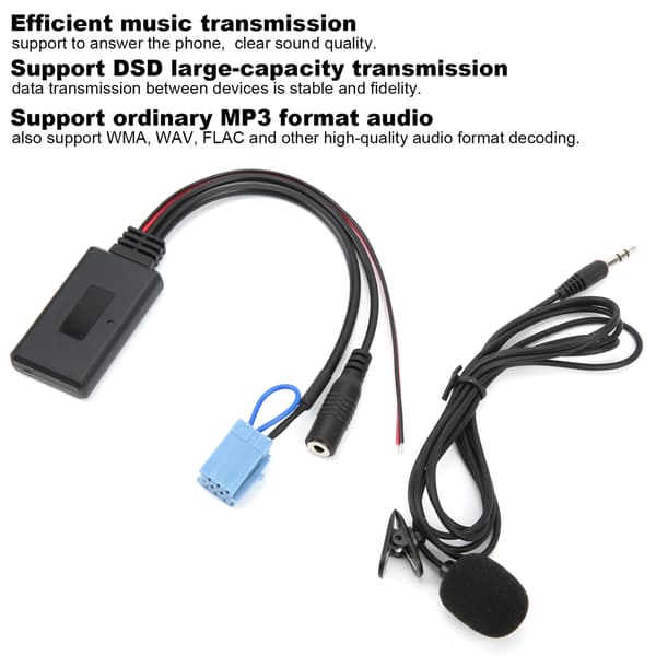 Bluetooth-ljudadapter för bilstereo AUX-ingång med mikrofon, handsfree-samtal, plug-and-play Bluetooth AUX-modul, anslutning av extern enhet, hög