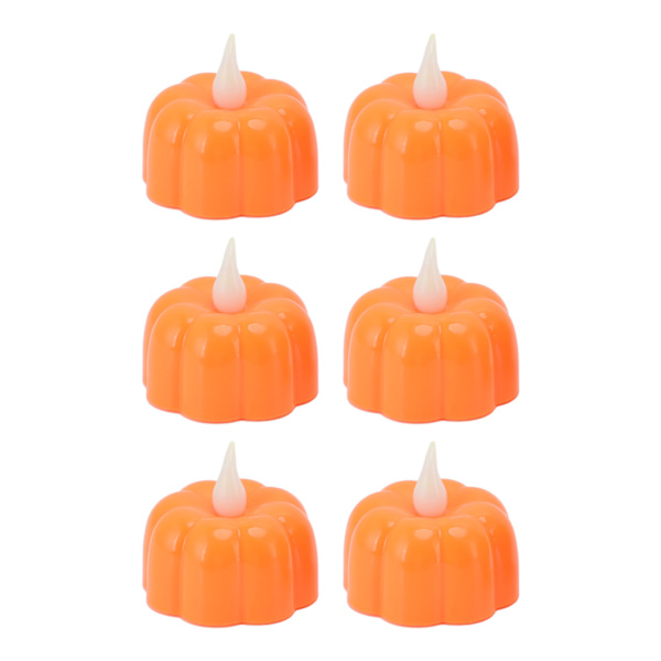 6 st Halloween pumpa LED-ljus flamlös batteri