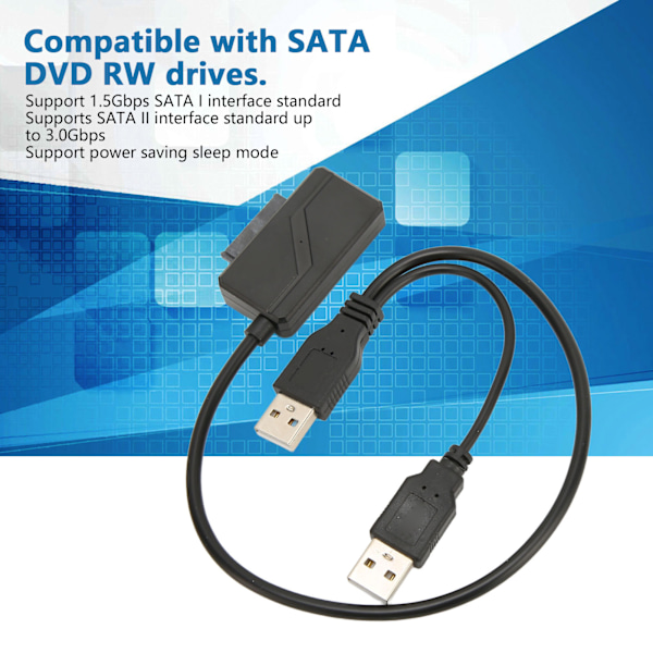 Slimline SATA Laptop Adapterkabel USB till SATA Adapter för CD DVD ROM-enheter Hög kvalitet Hållbar Stabil USB-driven kabel Kompatibel med extern