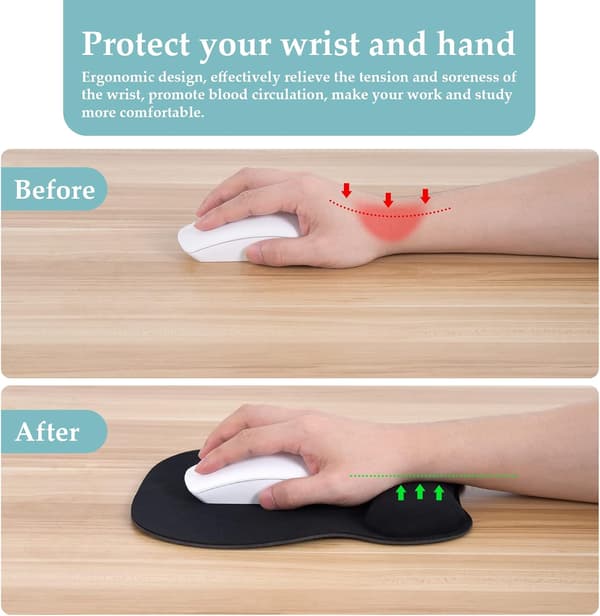 Musematte med ergonomisk håndleddsstøtte, musematte med minneskum
