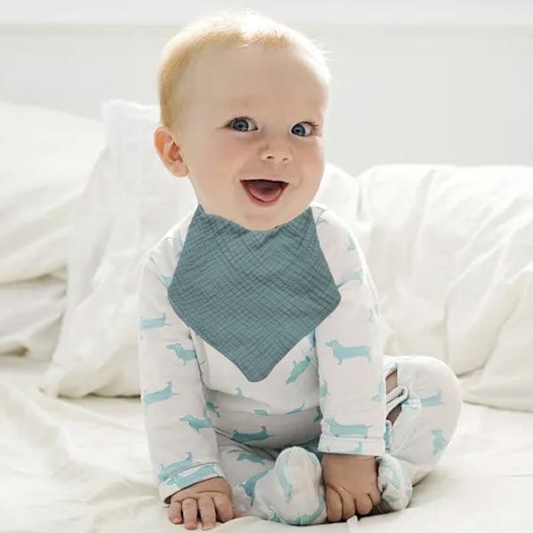 Babyhaklappar i bomull, mjuka triangulära babyhaklappar för babypojkar och flickor, enfärgade haklappar för dreglande och tänder Style 4