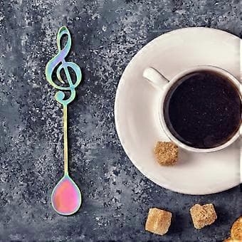 Dessertske i rustfrit stål med musikalsk node til kaffe og omrøring (Farverig)