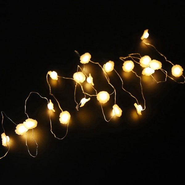 2m 20LED Blomsterstil Varmvit LED Ljus Lampsträng för Hem Semester Dekoration