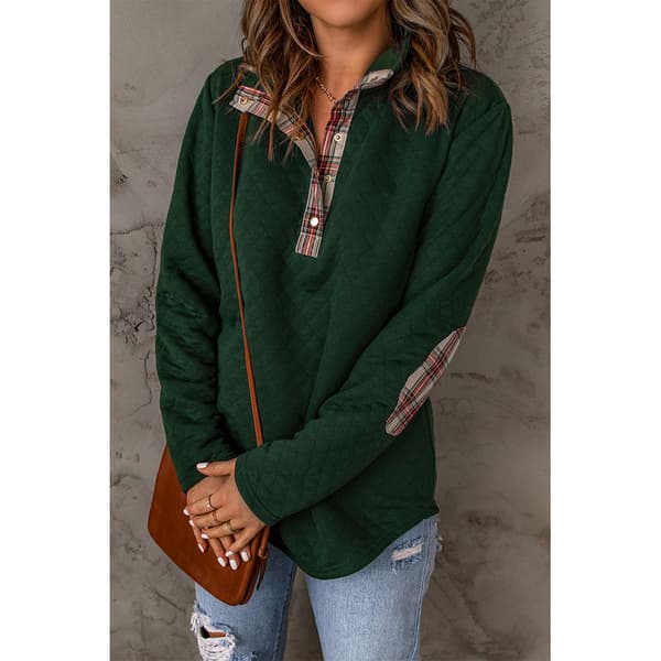 Dame Pullover Sweatshirt Mode Quiltet Mønster Let Langærmet Almindelig Casual Top Grøn S