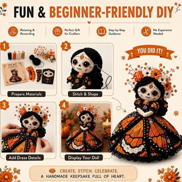 Halloween patchworkdukke DIY-sæt, sukkerskelet syning håndlavet sæt, velegnet til voksne begyndere og håndarbejdsentusiaster stil 2 style 2