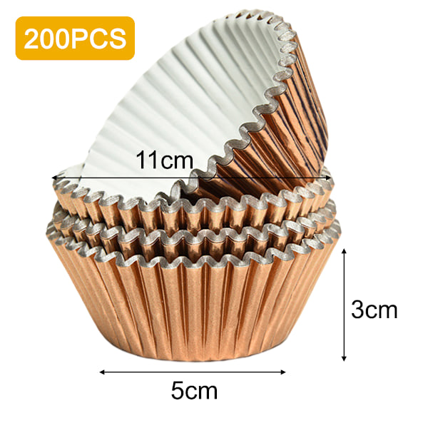 200 st Guld Folie Muffin Formar Standard Bakformar Muffin Pappersformar Rose Gold