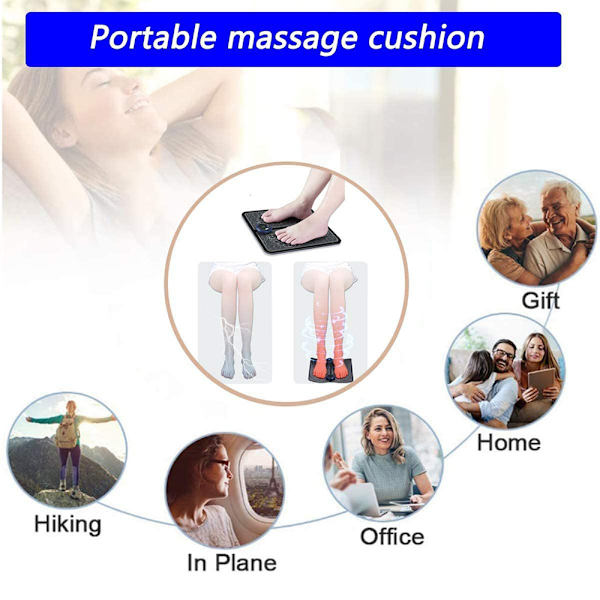 Fotmassagemaskin, hopfällbar 9 intensiteter 6 massagemoder