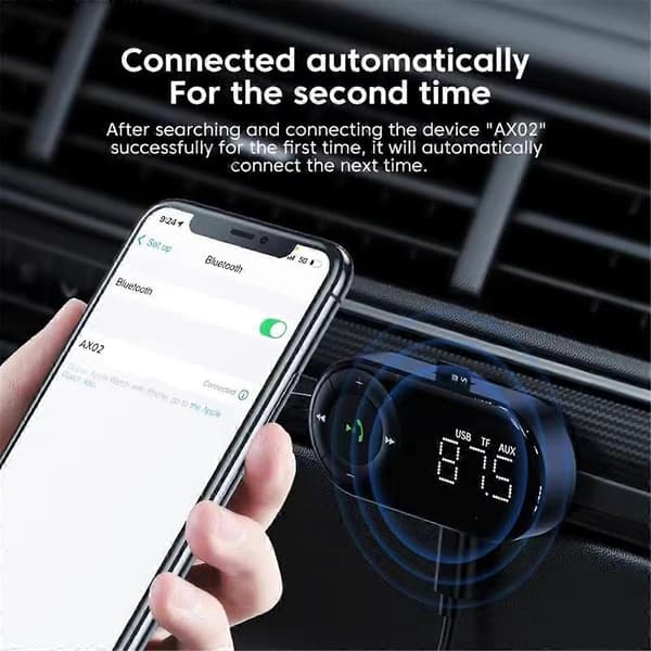 Bluetooth 5.2 FM-sender/-mottaker for bil, bass stereo HiFi-lyd Bluetooth biladapter støtter håndfrie samtaler