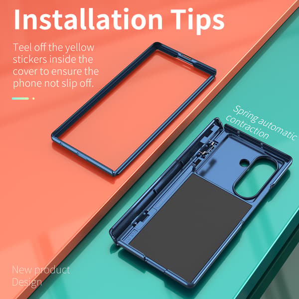 Kameradeksel med pop-up og ringstativ for Samsung Galaxy Z Fold 6 Navy Blue
