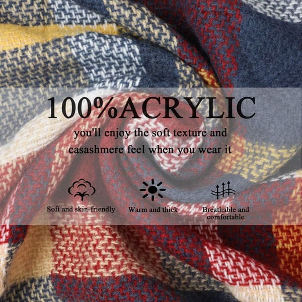 Plaid Tæppe Halstørklæde Vinter Efterår Halstørklæder til Kvinder, Varmt Blødt Tykt Oversized Tartan Sjaler Wraps Halstørklæder Sienna