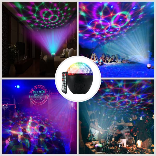 Discokugle LED 16 Farver Discolys Natklubbelysning Scene Lam
