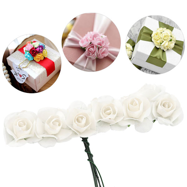 144 st miniatyrpappersblommor handgjorda DIY konstgjorda rosor för