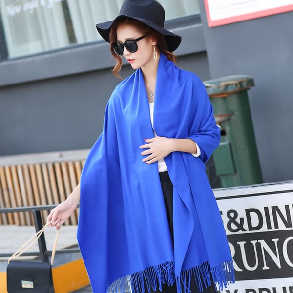 Kongeblå ensfarget design sjal pashmina skjerf omslag stjal sekunder
