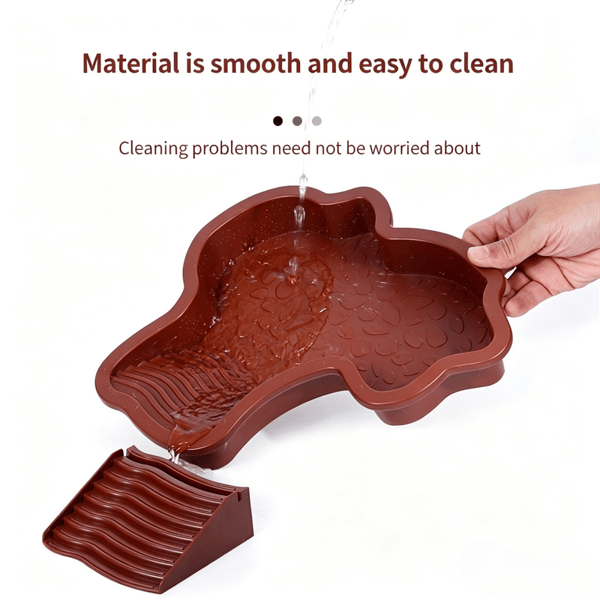 Specialiserad trappad vattenskål för reptiler (med extern stege) Reddish-brown