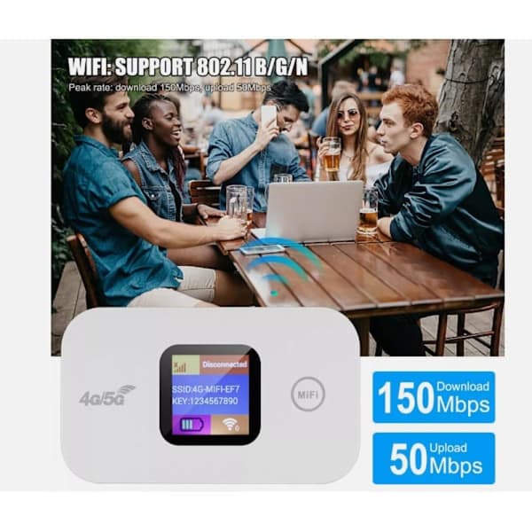 Bärbar 4G/5G LTE-router med WiFi-hotspot, 150 Mbps