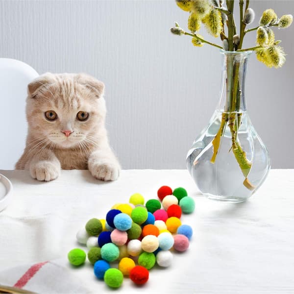 40 stk. Kattelegetøjsbolde 3 cm, bløde farverige kattebolde Katte Pomponer Bal