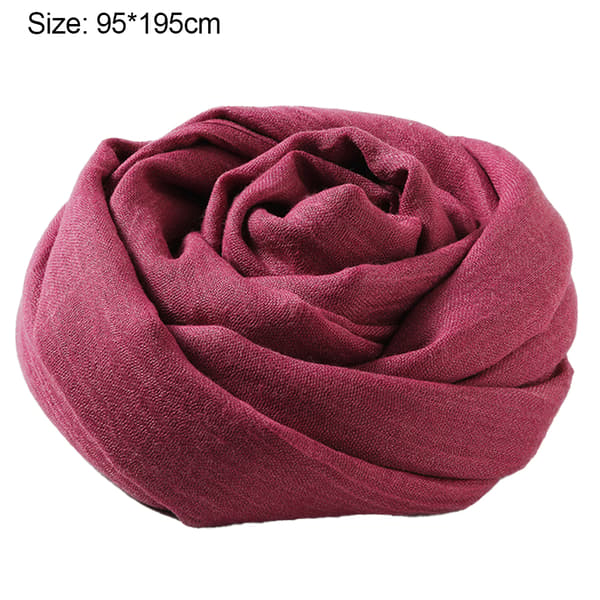 Sjal i bomullslinne, bred linneomslag, cape, enfärgad sjal Deep rose
