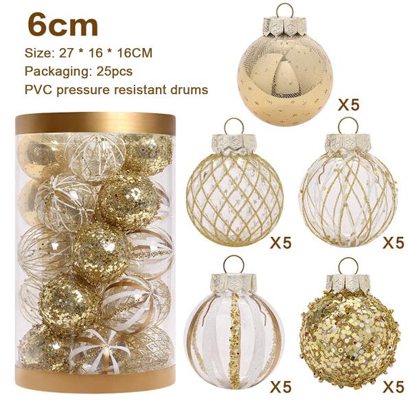 6cm Christmas Decorations, 25pcs Xmas Tree Hanging Ball Xmas