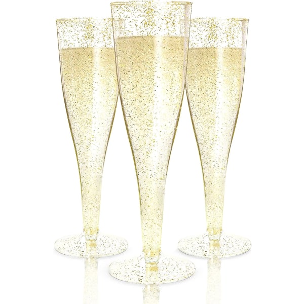 Champagne flöjter plast | Champagneflöjt för engångsbruk | Guld