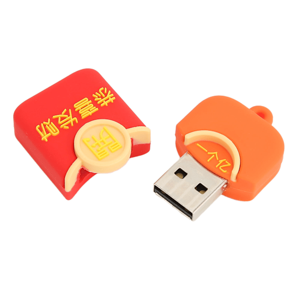 Tecknad USB-minne Röd Kuvert Utseende Plug and Play Stöd Hot Plugging Minnessticka USB-sticka för PC Bilar 128GB