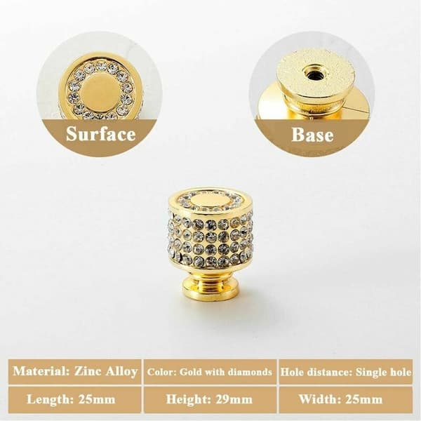 Krystal Rhinestone Skabsknapper, Cylindriske Kommode Skuffer, Di