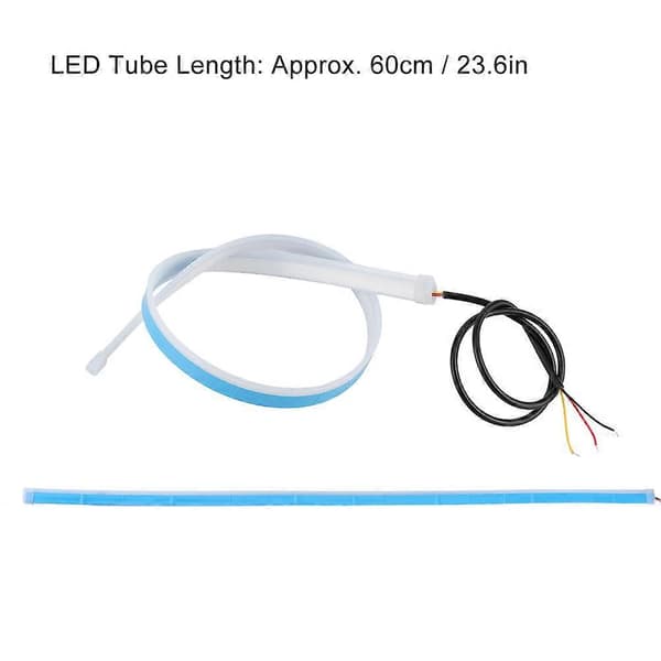 2 stk LED kjørelys sekvensiell fleksibel blinklysstripe 60 cm / 23,6 tommer