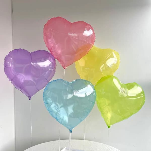 Pakke med 10 18-tommer Macaron Hjerteformede Folieballoner