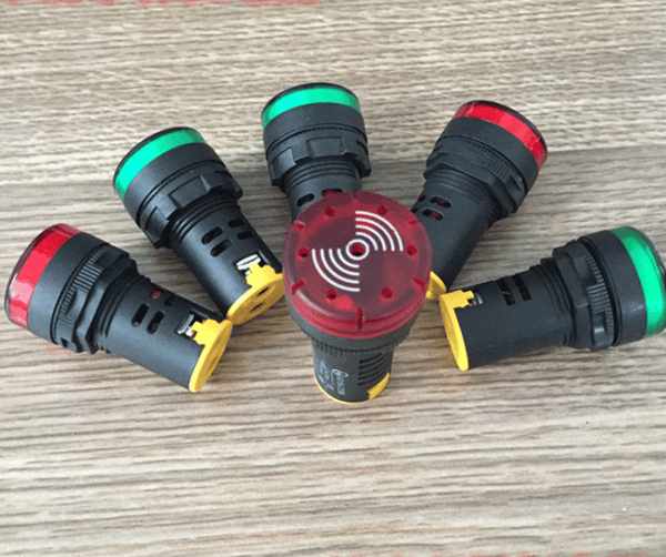 Sæt af 5, LED indikatorlys AD105-22D/S - 22mm 220VAC 20mA - Rød
