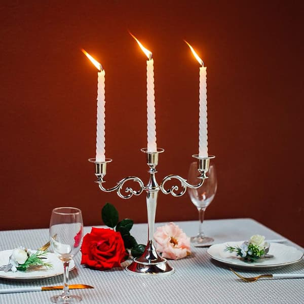 3 Lysestaker til Bryllup, Sinklegering Lys, Spisebord, Ca