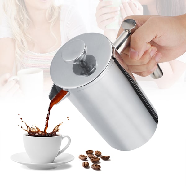 Hushålls Dubbelskikts 304 Rostfritt Stål Handkaffe Tryck