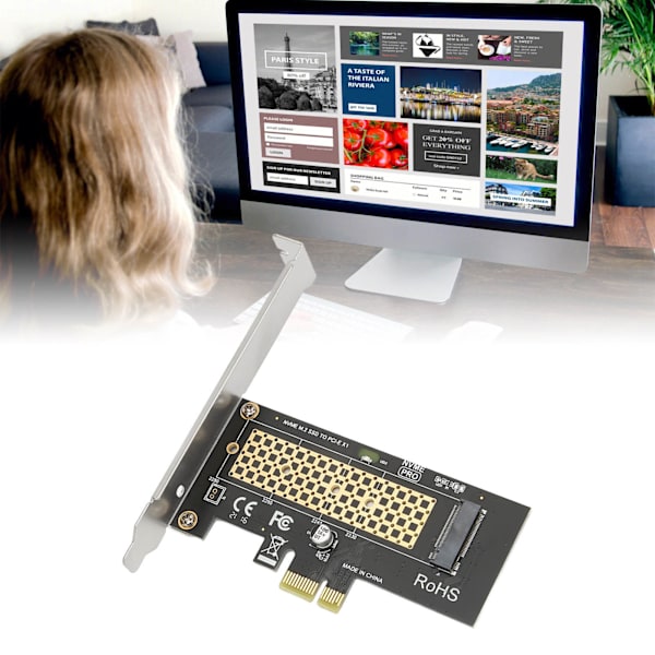 PCIe-adapter för M.2 NVMe SSD, kylfläns i aluminium, stöder operativsystemkompatibilitet, för oöverträffade dataöverföringshastigheter