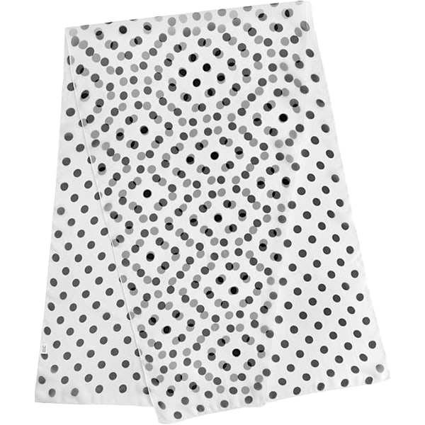 Mjuk blommig sjal för kvinnor, chiffong, genomskinlig scarf CLT01 Polka Dot-white Black