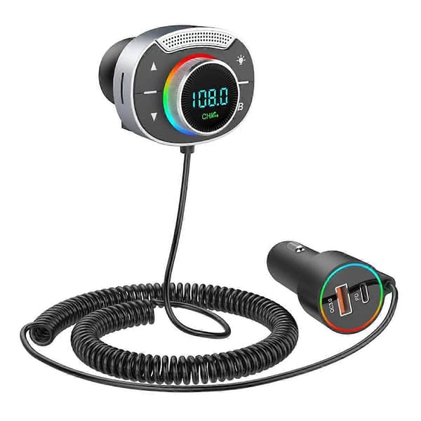 Bil Bluetooth 5.0 FM-sender PD 30W QC3.0 hurtiglader trådløs håndfri lydmottaker MP3-musikkspiller
