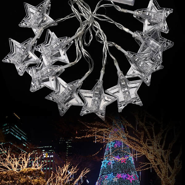 10 LED-stjärnklämma Ljus Dekorativ Lampa Sträng för Sovrum Bröllopsceremoni Middagsfest (Vit)