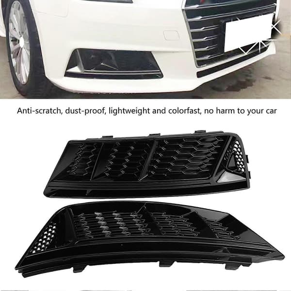 2 stk for S4 Style blank svart tåkelysgrill foran for A4 B9 2017–2018