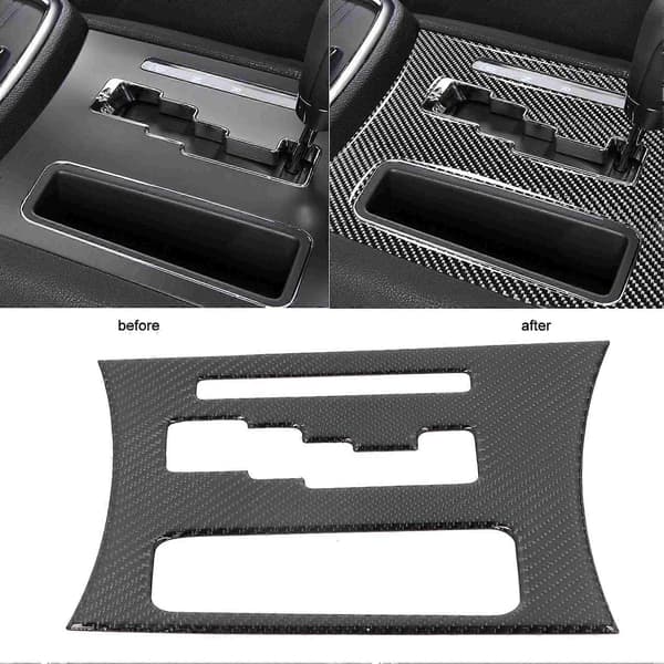 Karbonfiber Sentral Kontroll Girpanel Dekorasjon for Dodge Charger 2011-2014 Bildel Automatgir
