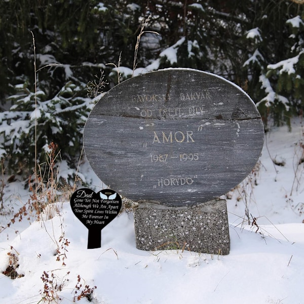 Minnesplakett Gravsten Svart Minnesträdgårdspåle Utomhus Gård Sympati Vattentät kyrkogårdsdekoration, hjärta Style 2