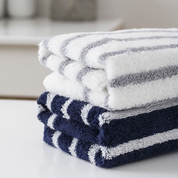 Marinblå Randig Strandhandduk - 1-pack