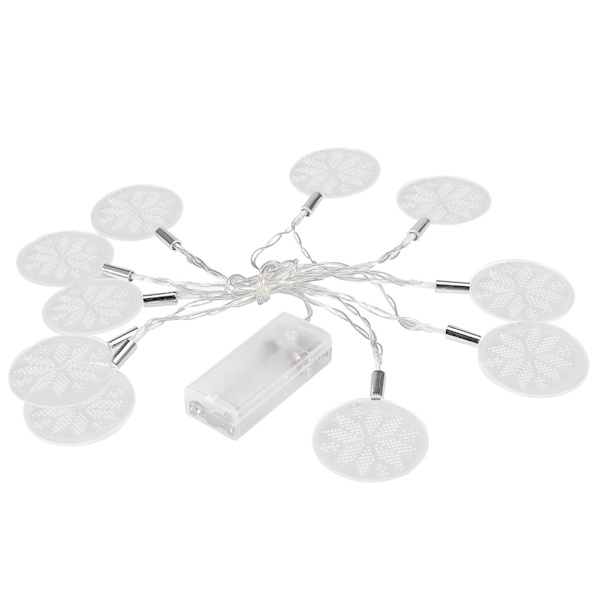 178cm 10LED Akryl Disk LED Ljus Lampsträng för Fest Högtidsdekoration Snöflinga