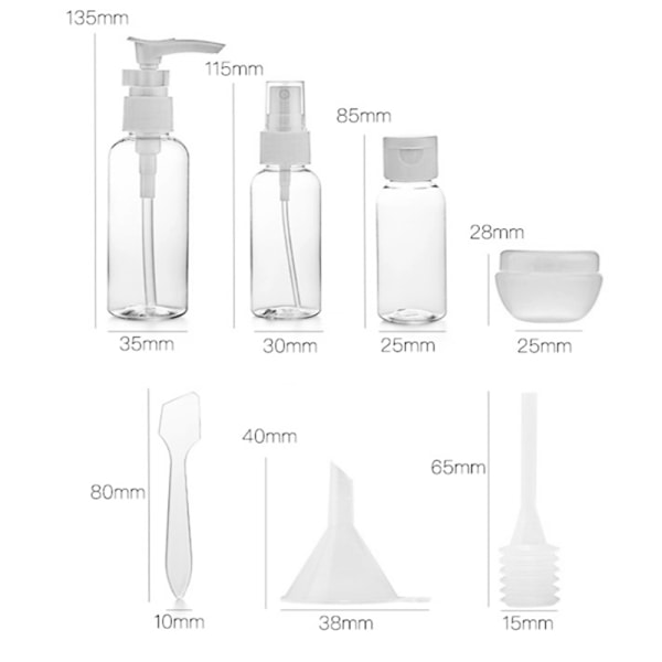 Husdjur, pp-material reseflaska set, transparent kosmetika