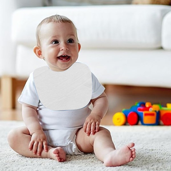 Lämplig för babypojkar och flickor, babyhaklapp i slätväv, ekologisk babyhaklapp i slätväv, mjuk huvudduk, dregelhaklapp, slitstark och bekväm white