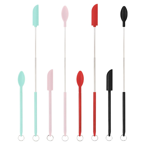 2-pack Mini Silikon Spatel Set Återanvändbar Retractable Liten Tunn