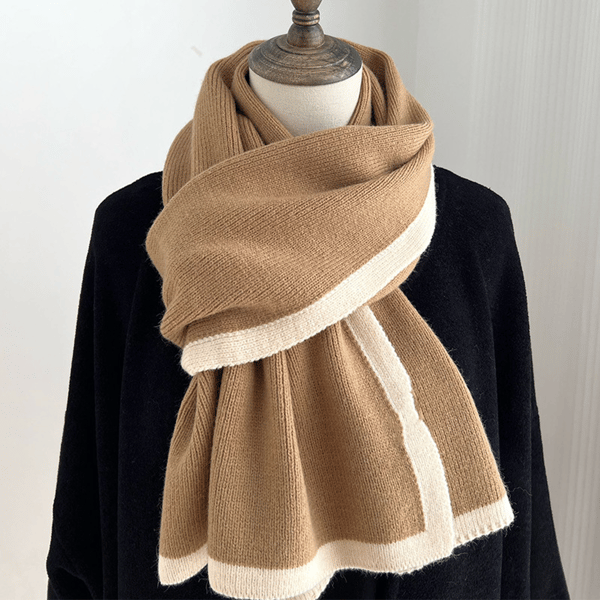 Dame Vinter Efterår Sjal Wrap Strikkede Tørklæder Blødt Varmt Cashmere-lignende Halstørklæde light tan