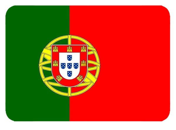 Portugisisk flag køleskabsmagnet: 6,7 cm lang og 4,7 cm bred