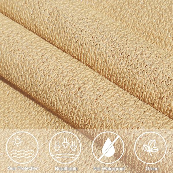 Rektangulær solseil 2×2m (Beige) Skyggeklut HDPE Pustende C