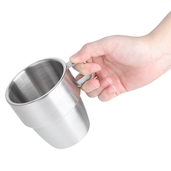 Hushåll 304 Rostfritt Stål Dubbelskikts Kaffe Kopp Mugg med
