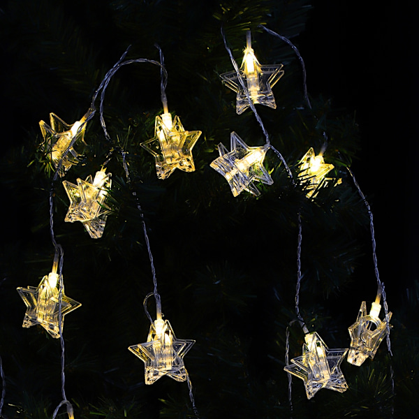 10 LED-stjärnklämma Ljus Dekorativ Lampa Sträng för Sovrum Bröllop Ceremoni Fest (Gul)