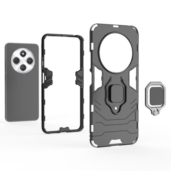 SKALO Xiaomi Redmi 14C Armor Hybrid Metal Ring - Sort
