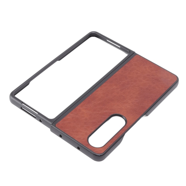 Vikbar Skärm Telefonfodral PU Läder Trendigt Bekvämt Skyddande Mobiltelefonfodral för Samsung Galaxy Z FOLD 4 Brun